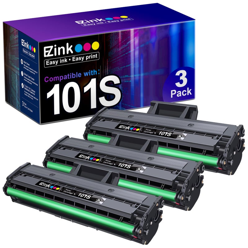 E-Z Ink Compatible Toner Cartridge Replacement for Samsung MLT-D101S 101S MLTD101S to use with ML-2166W ML-2160 ML-2165 SCX-3405W ML-2165W SCX-3405FW SCX-3400 SCX-3401FH SF-760P Printer (3 Black) - Image 1